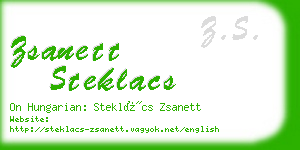 zsanett steklacs business card